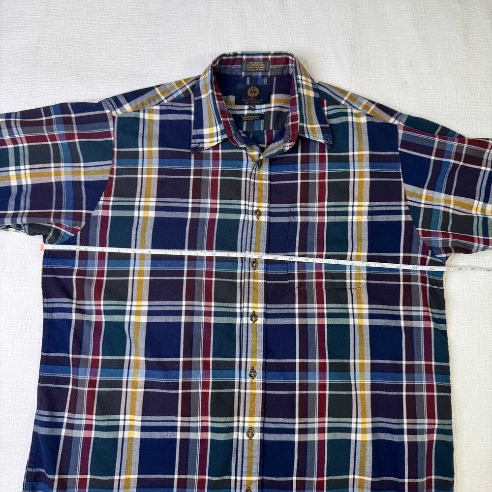 Viyella Plaid Button Down Shirt Blue Burgundy Men’s XL Cotton Wool Casual Preppy - Picture 8 of 14